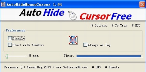 AutoHideMouseCursor(自动隐藏鼠标光标)v1.64免费绿色版